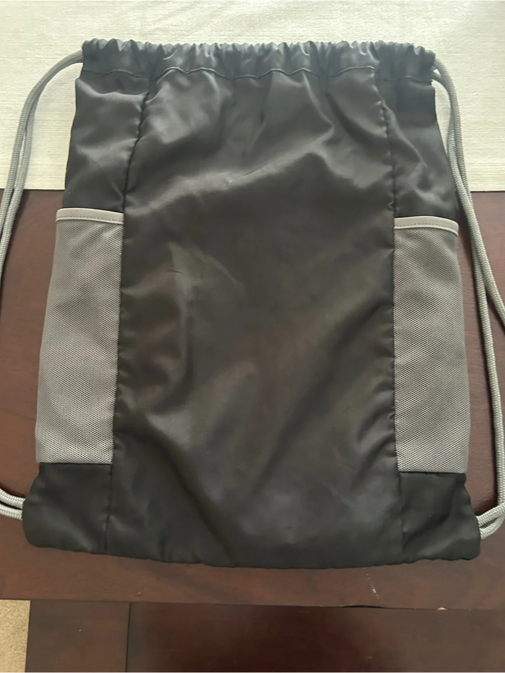 Land’s End Black and Gray Drawstring Gym Sackpack